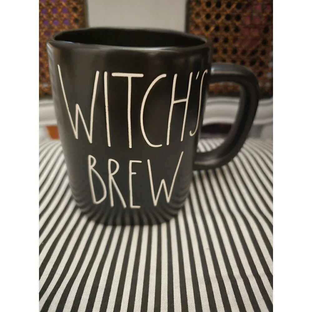 NWT Rae Dunn Halloween Witch's Brew Coffee Mug Black White 2022